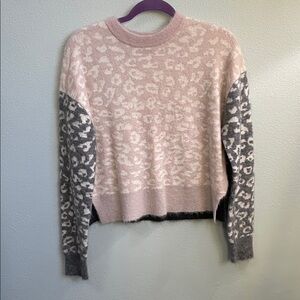 All Saints Pink and Gray Animal Print Sweater